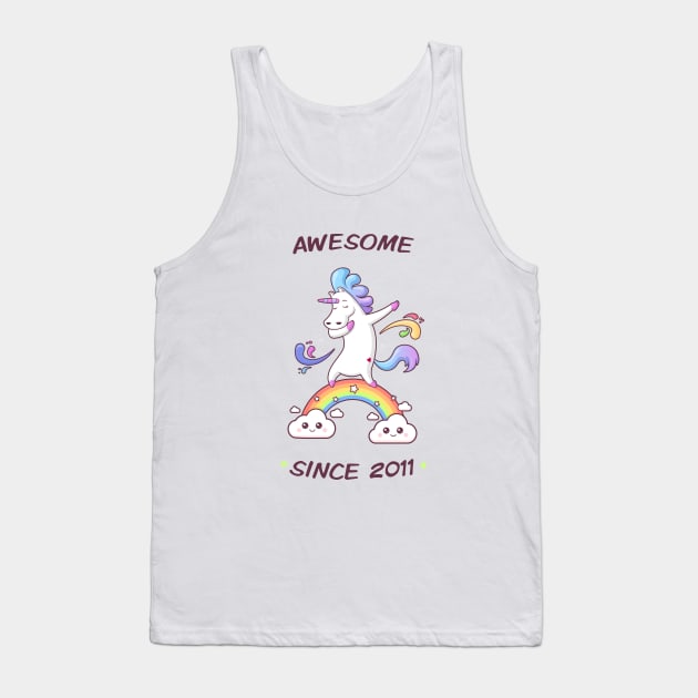 Awesome Since 2011 - Dabbing Unicorn - 7th Birtday Tank Top by zoljo